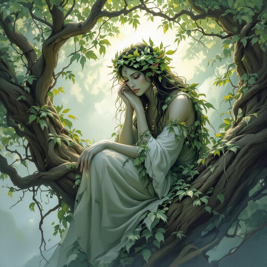 Ethereal Tree Spirit in Fantasy Art Style
