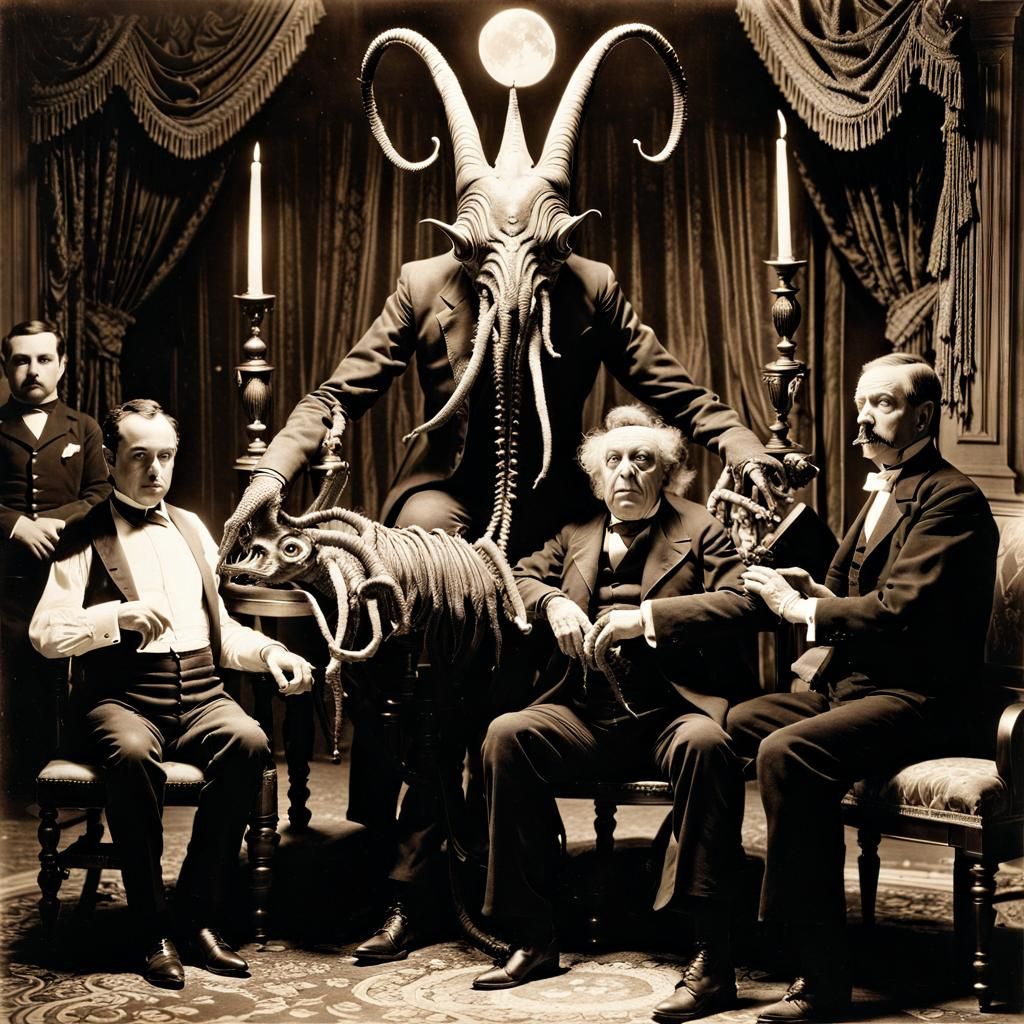 Nightmarish Lovecraftian Monster in Sepia Photograph