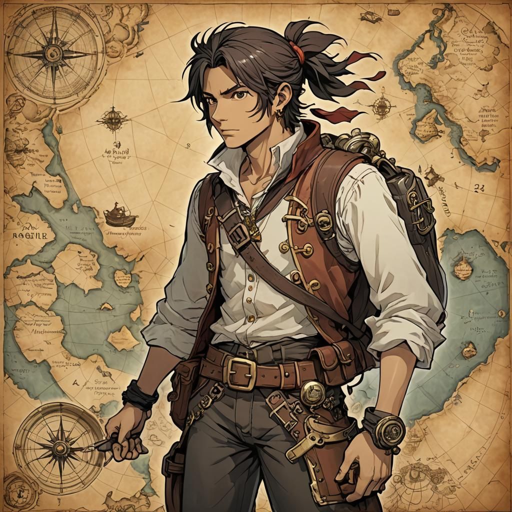 Anime Pirate Cartographer Charts Amber Archipelago in 3D