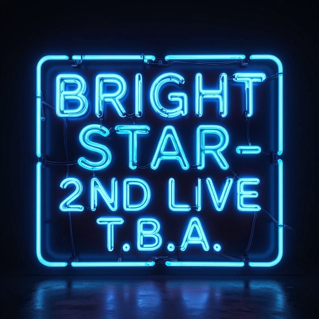 Neon Blue "Bright Star" Sign on Black Background