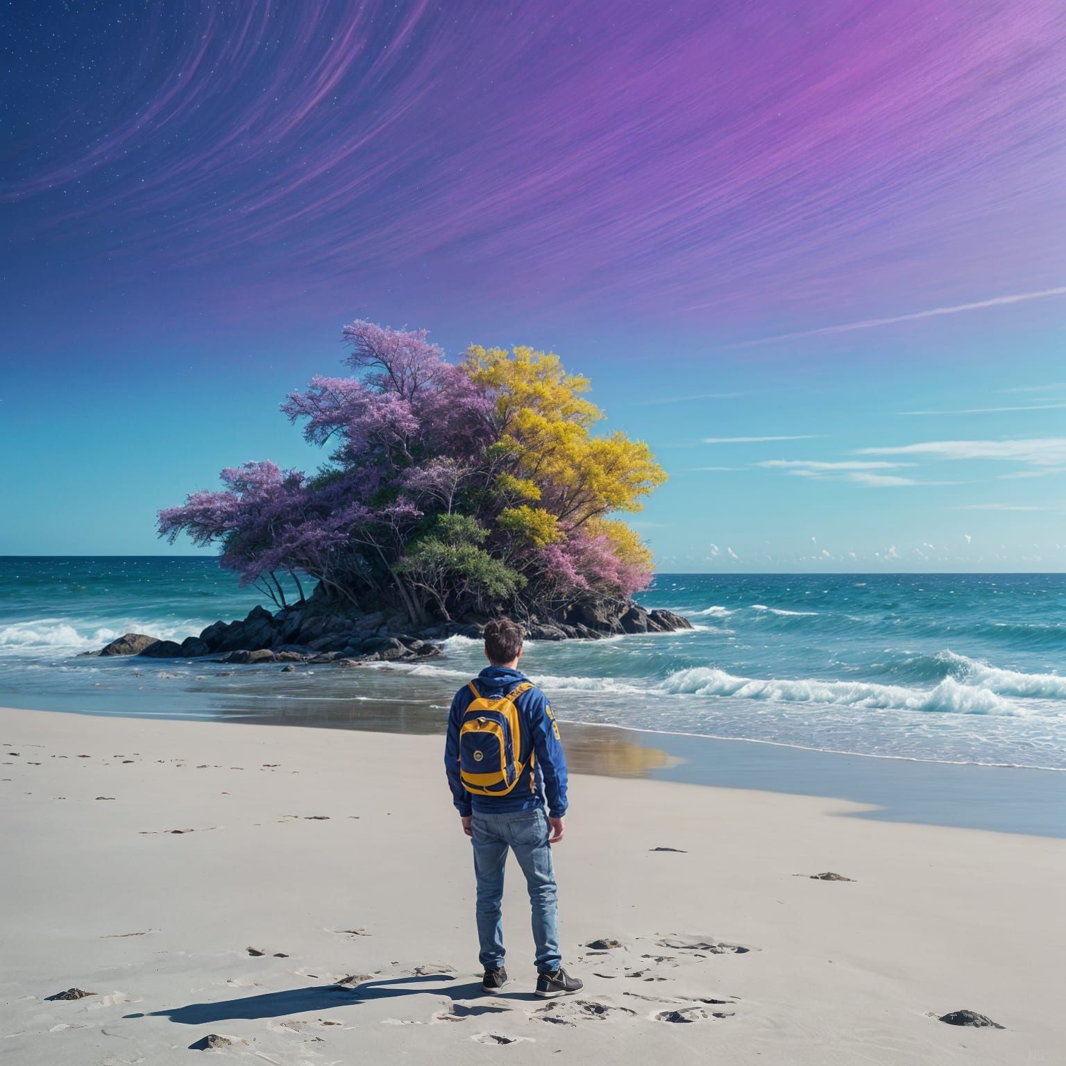 Stranded Survivor Stares at Rescue Vehicle Across Desert Isl...