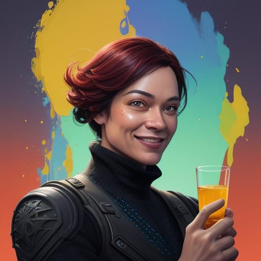 Raising a Glass in Vibrant Hyperrealism