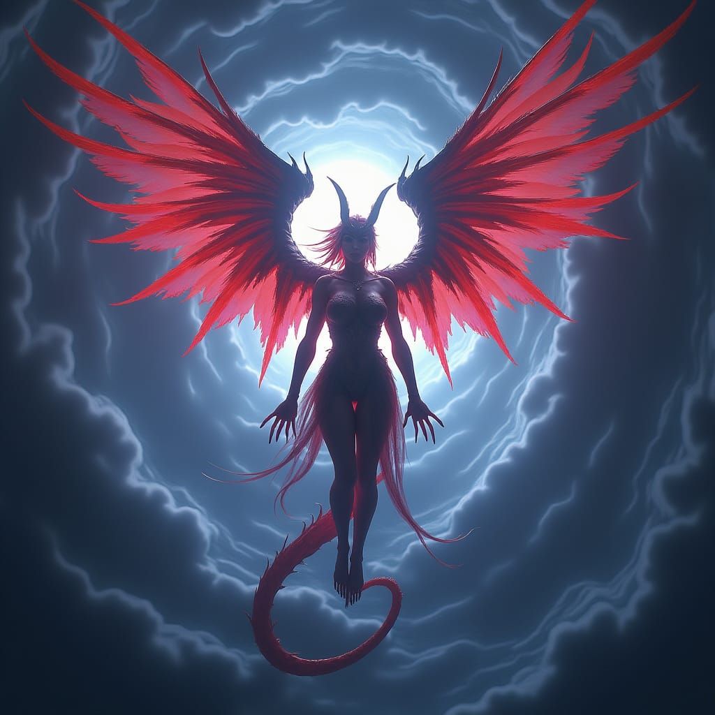 Demon Angel Hybrid in Anime Style