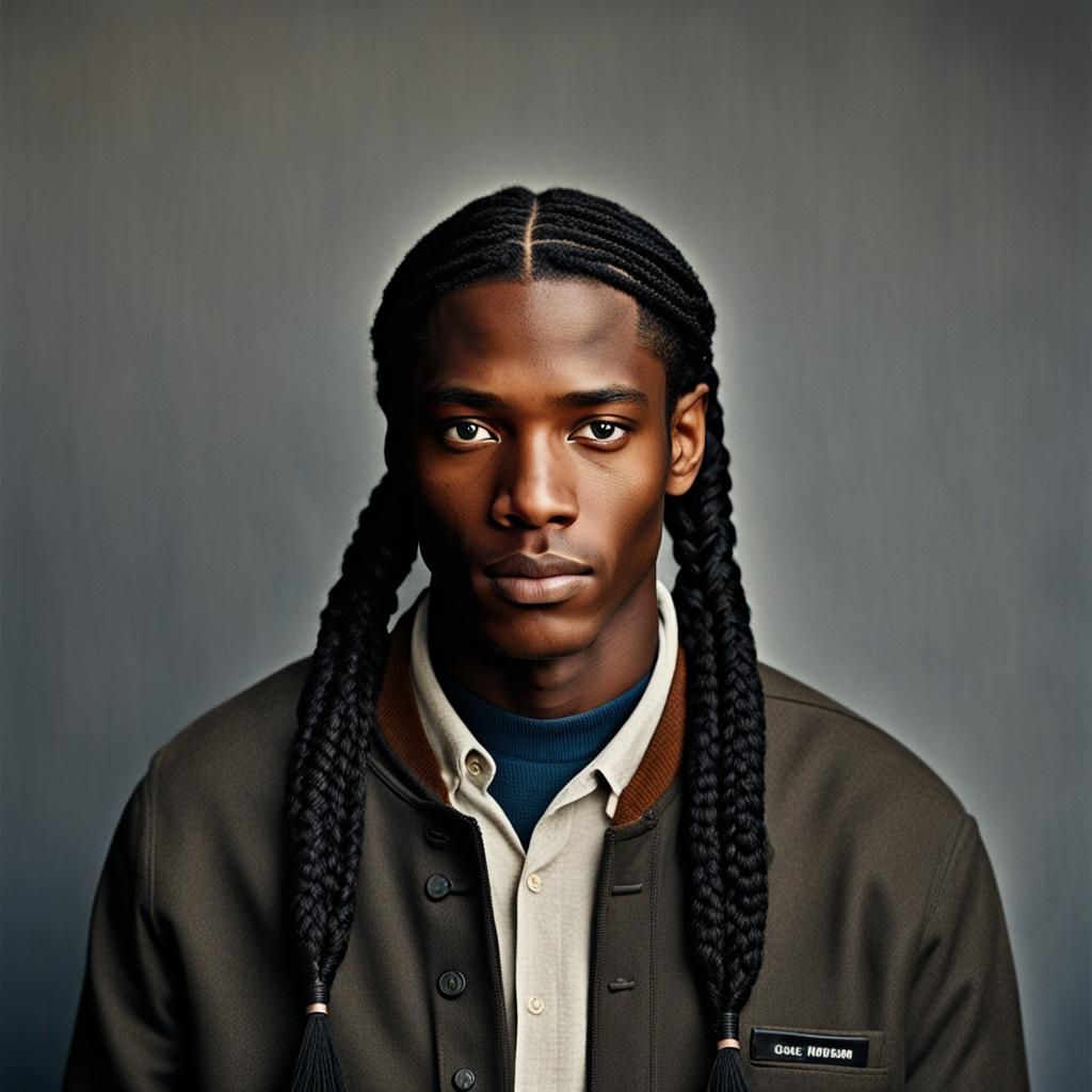Professional Portrait of a Young Black Man with Braids