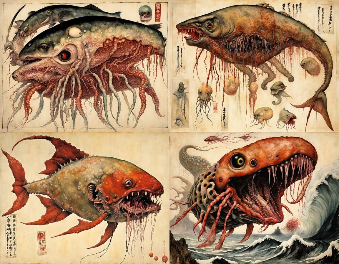 Surreal Mutant Animal Inspired by Japanese Art