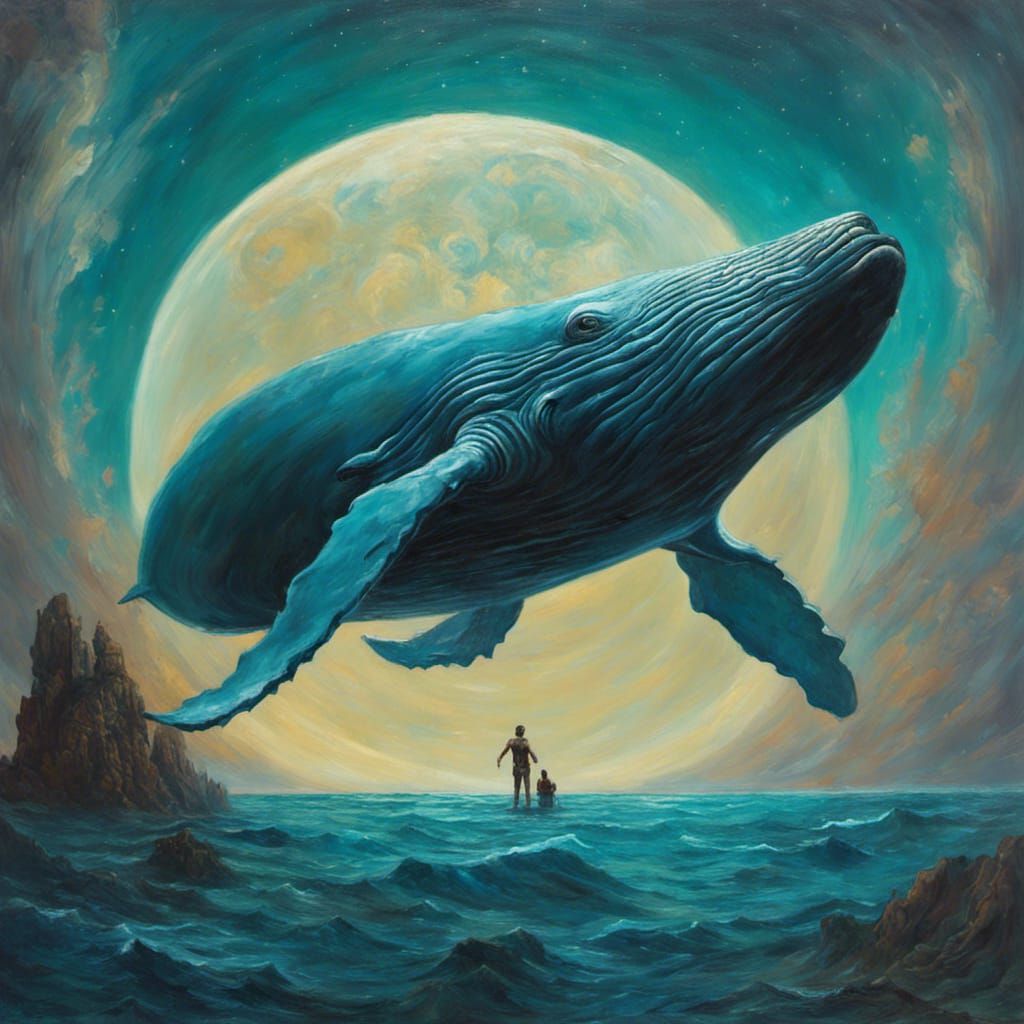 Surreal Space Whale Transformation in Oil Painting Style