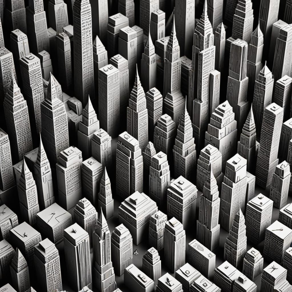 New York City Skyline Crafted from Origami Paper