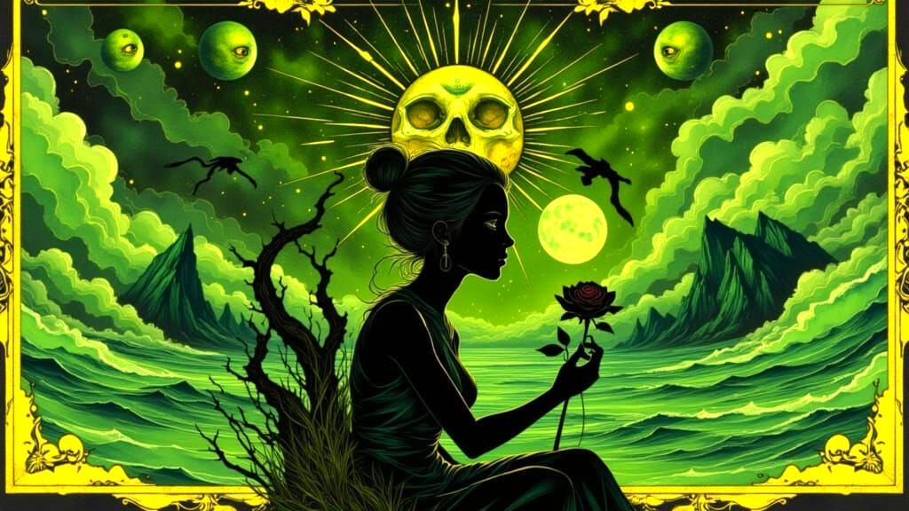 Mystical Tattoo Flash Sheet with Skulls and Roses