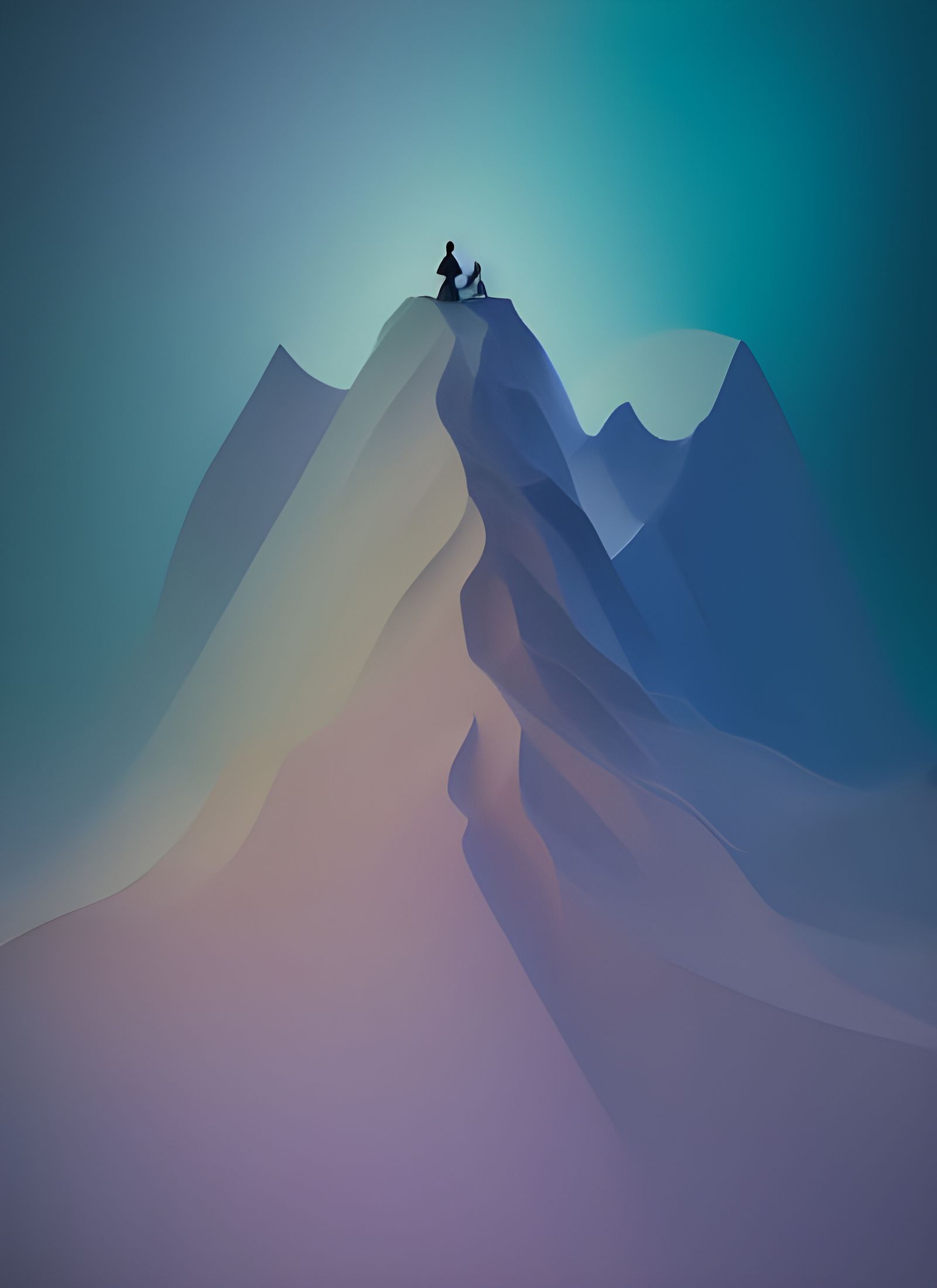 Ethereal Mountains in Dreamlike Needlework Style