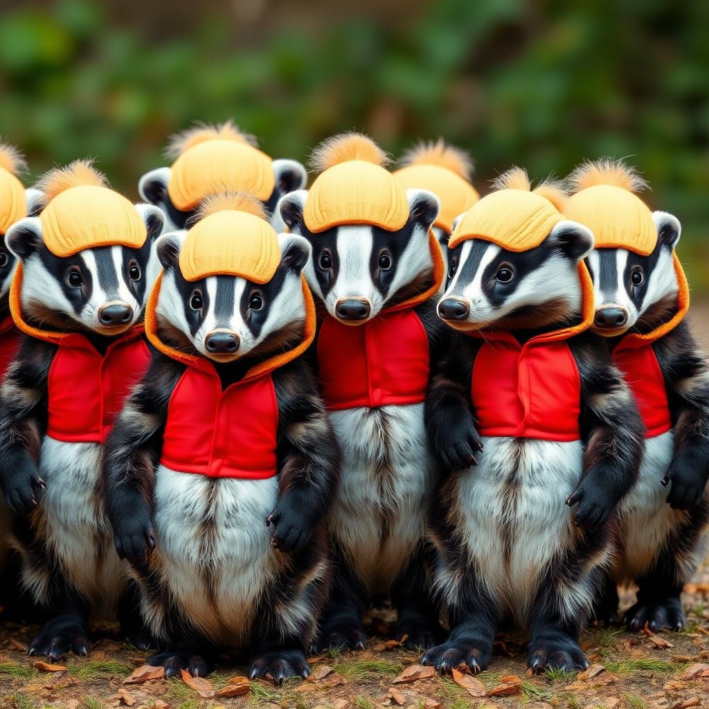 Cute Baby Badgers Wearing Quacky Duck Costumes