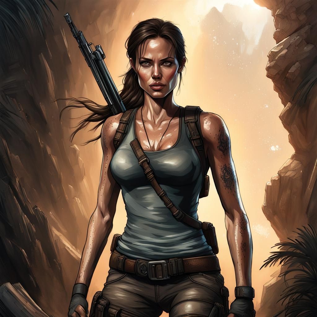 Angelina Jolie as Lara Croft: Epic Digital Painting