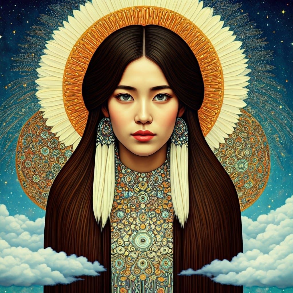 Dreamy Beauty Queen in First Nations Attire