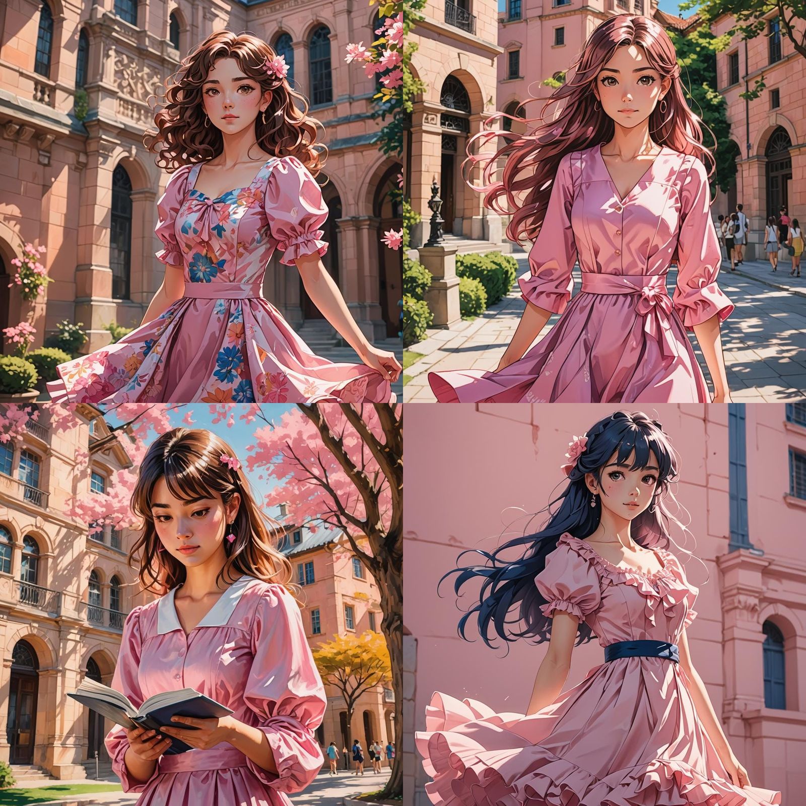 Anime-Style Spanish Girl in Pink Dress