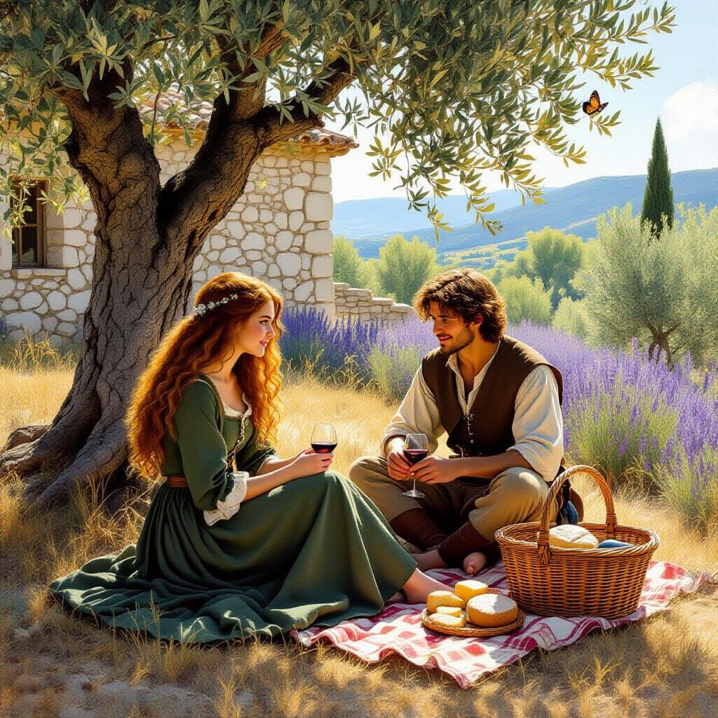 Medieval Siblings in a Provençal Garden: Fragonard Style