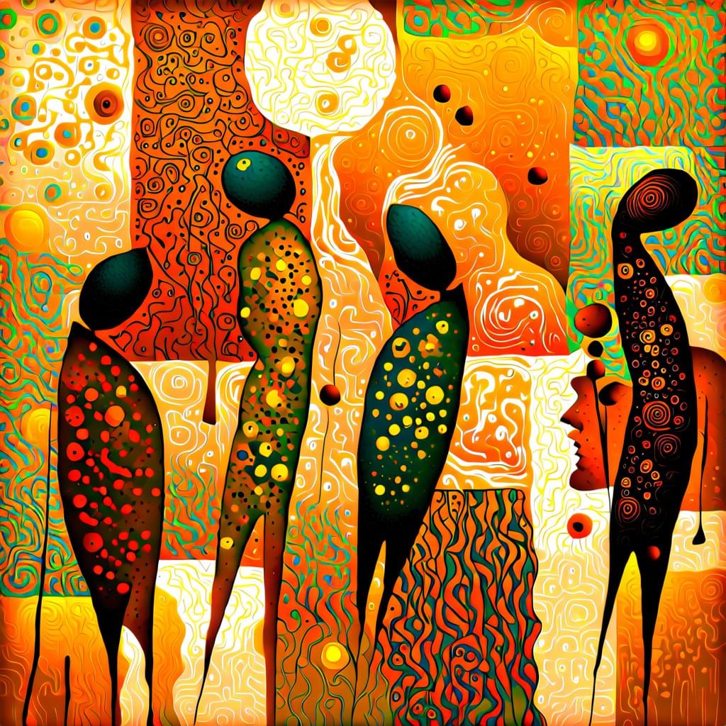 Abstract Expressionist Figures in Earth Tones