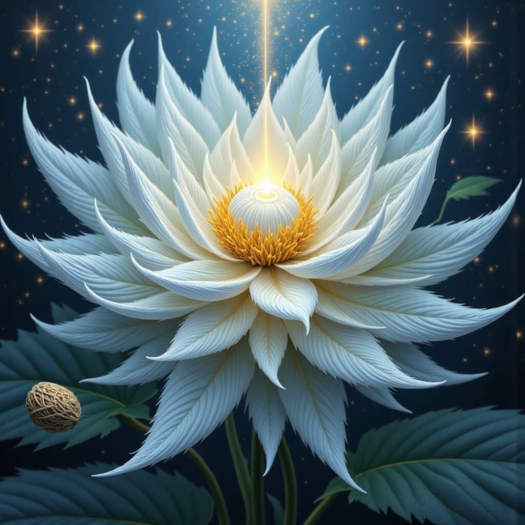 Ethereal Cannabis Flower with Hidden Eyes in Surreal Style