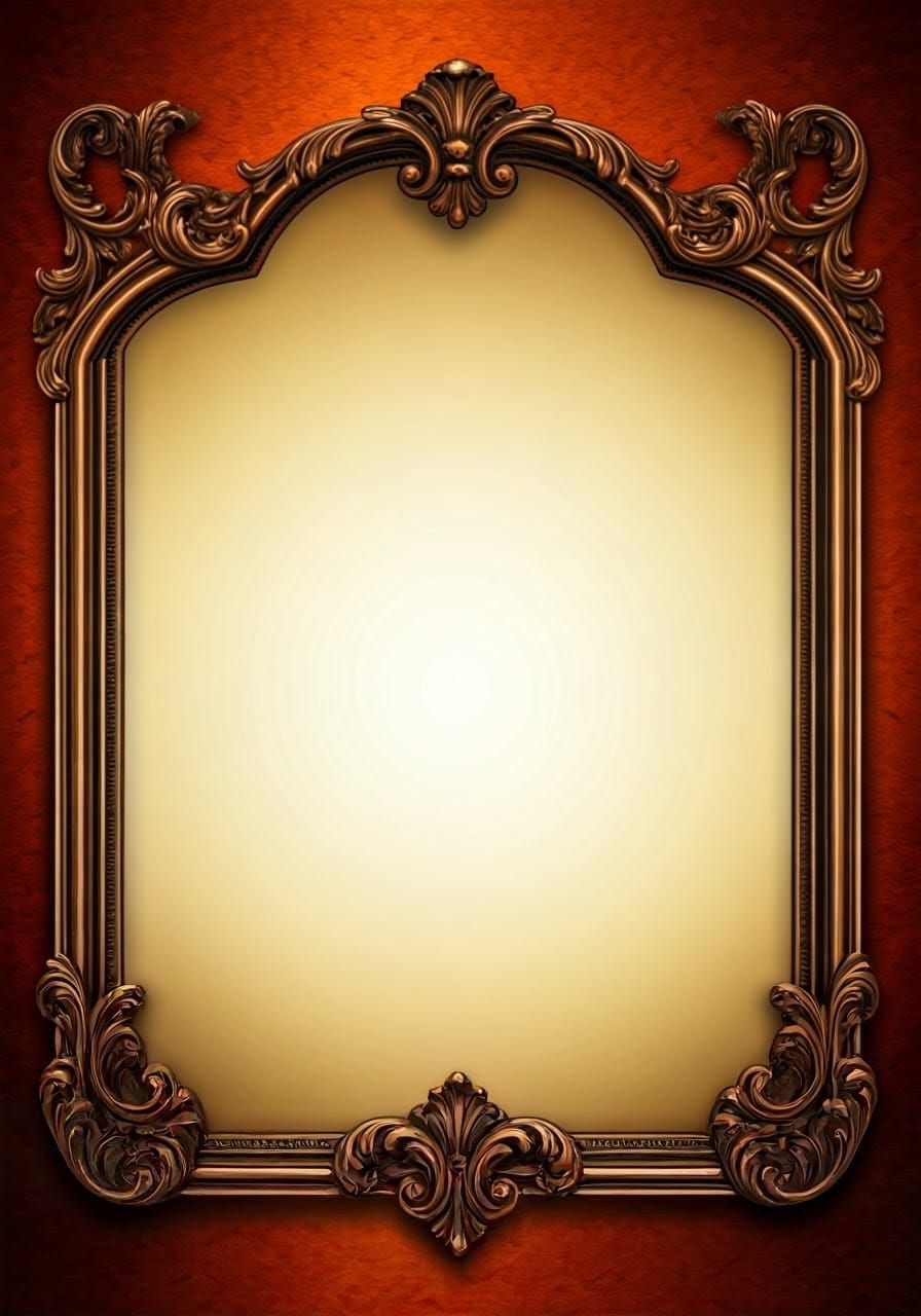 Elegant Regal Frame with Floral Patterns and Bronze Accents