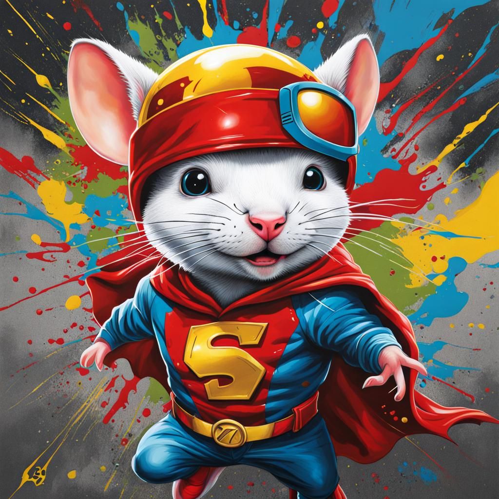 Superhero Stuart Little in Graffiti Art Style