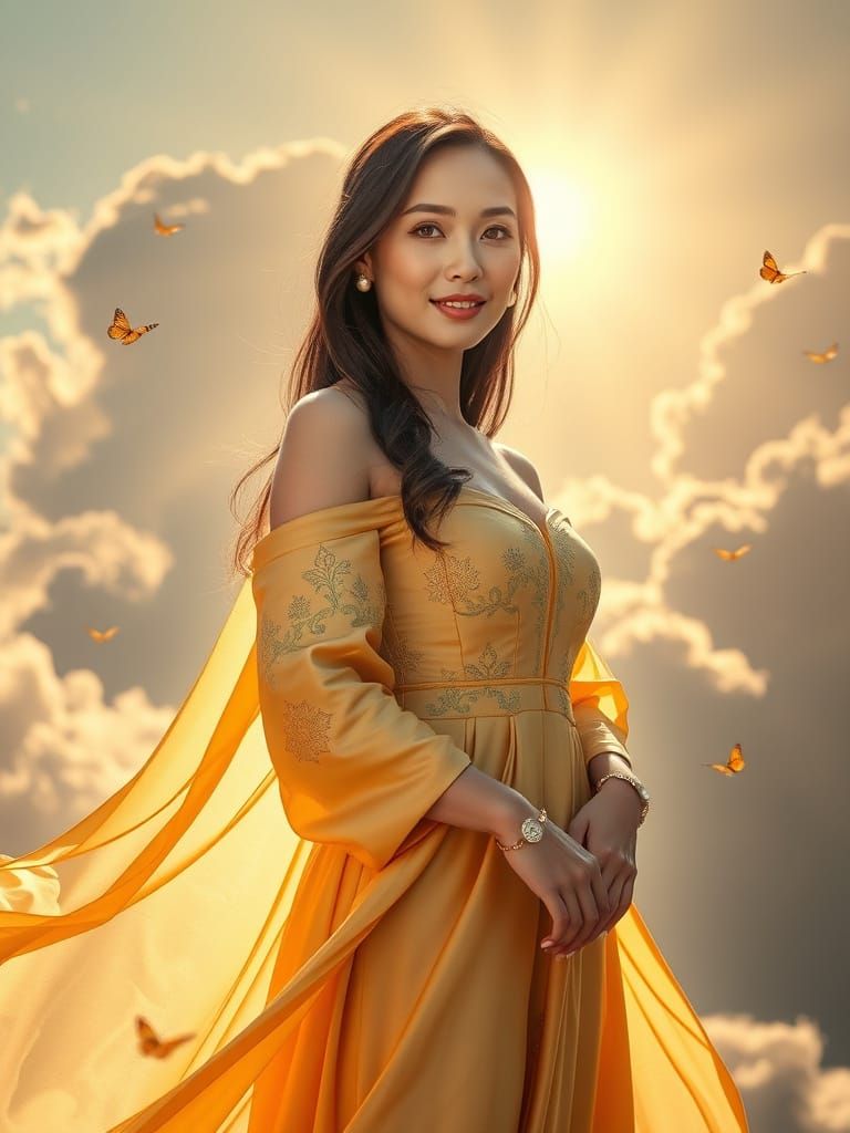 Goddess in Heavenly Realm: Hyper-Realistic Photo