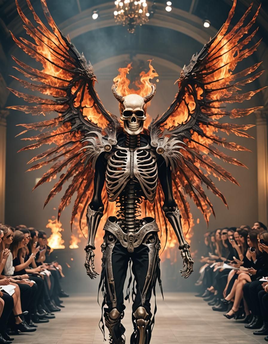 Fiery Skeletal Devil Dominates Fashion Show