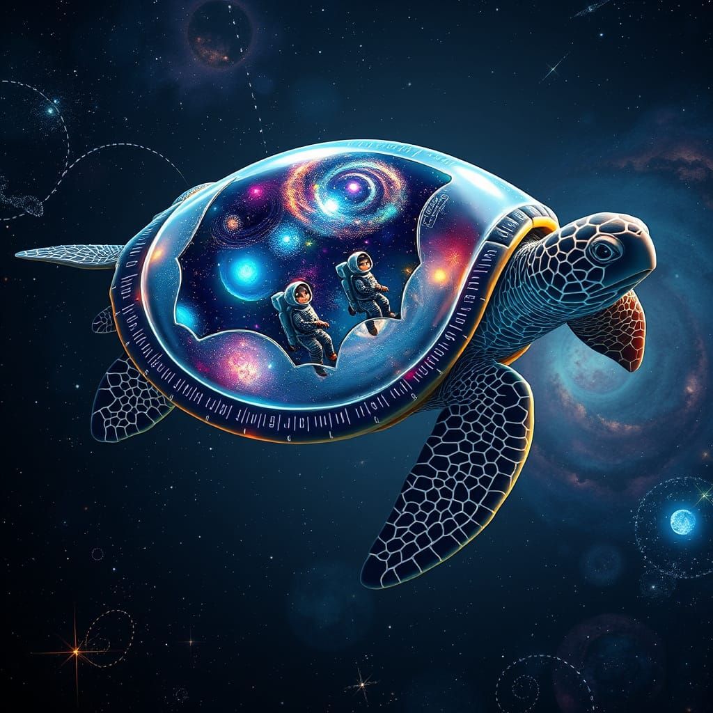 Majestic Space Turtle Explores the Cosmos