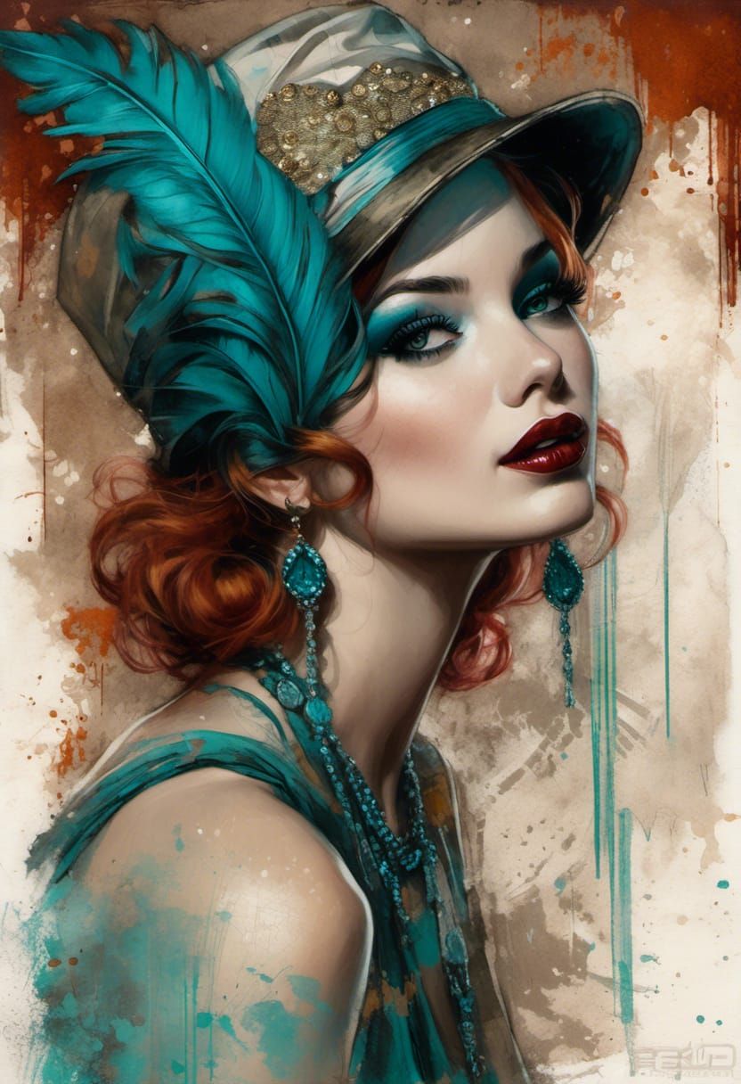 Grunge Fantasy Poster of Flapper in Monaco