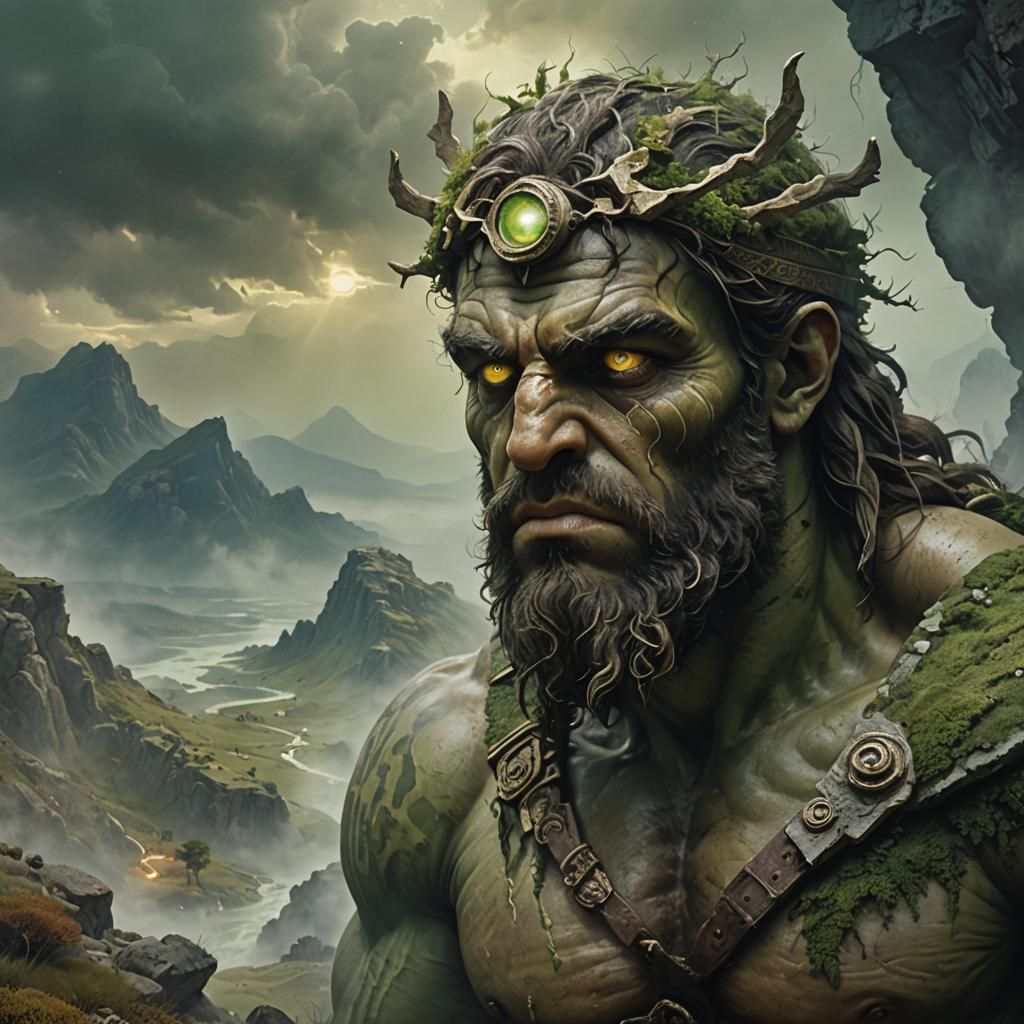 Mystical Cyclops Portrait in Hyperrealistic Style