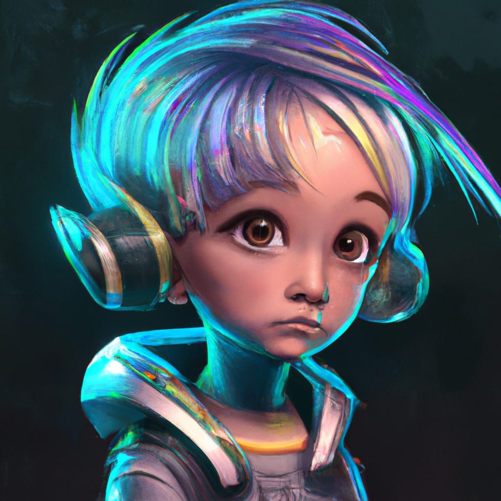 Chibi Cyberpunk Alien Model in Gala Dress