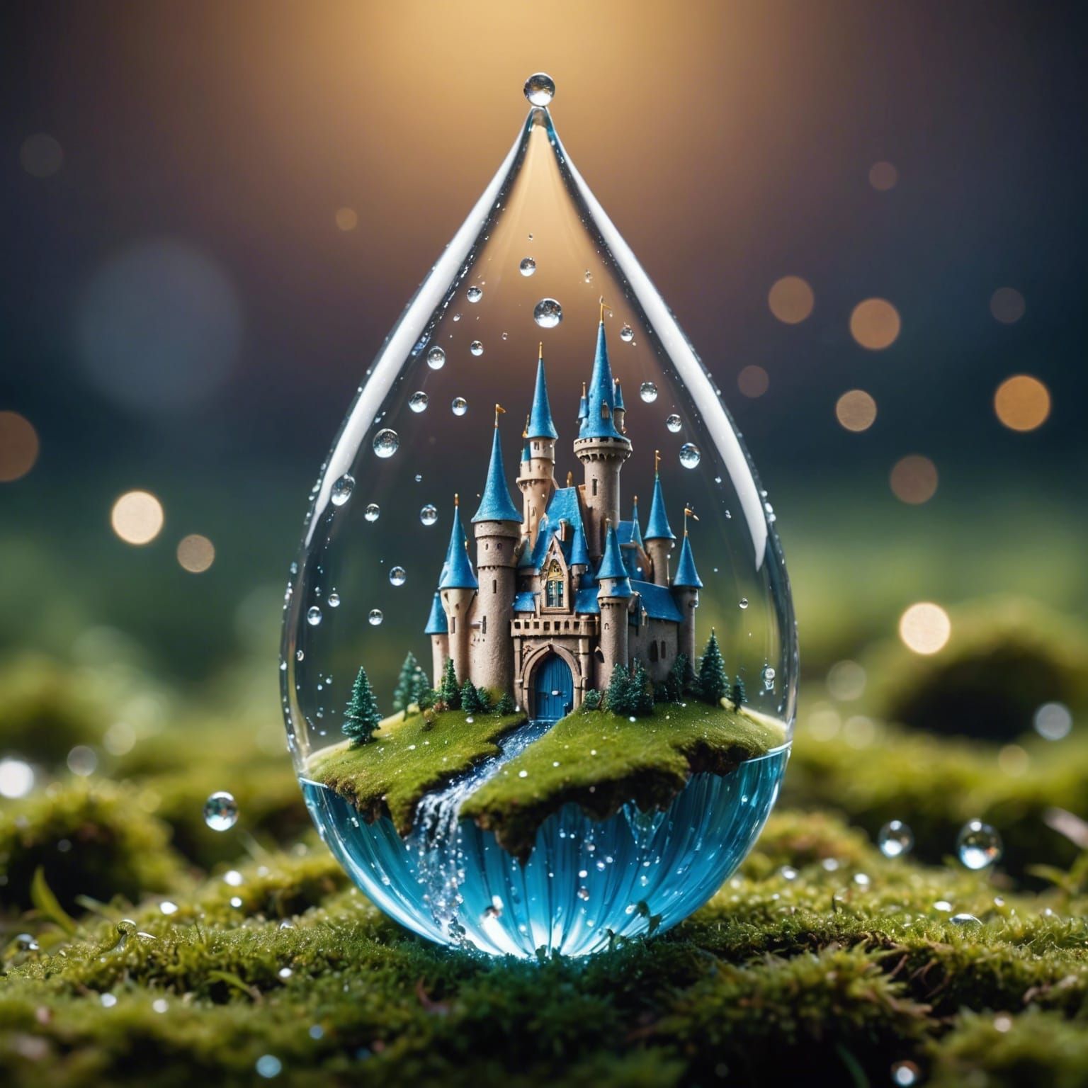 Fairytale Castle in a Water Droplet