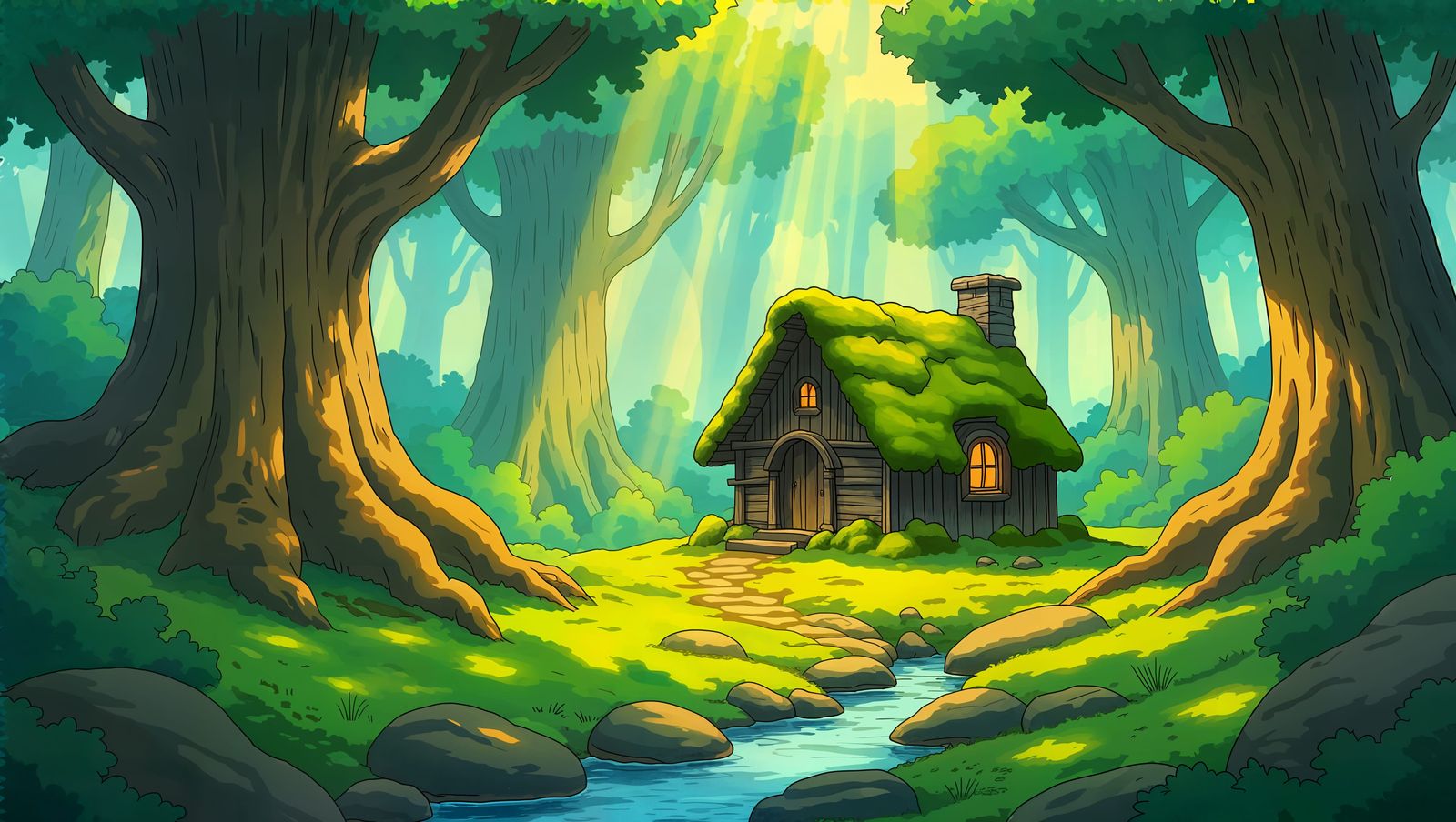 Ancient Forest Sanctuary in Studio Ghibli Style