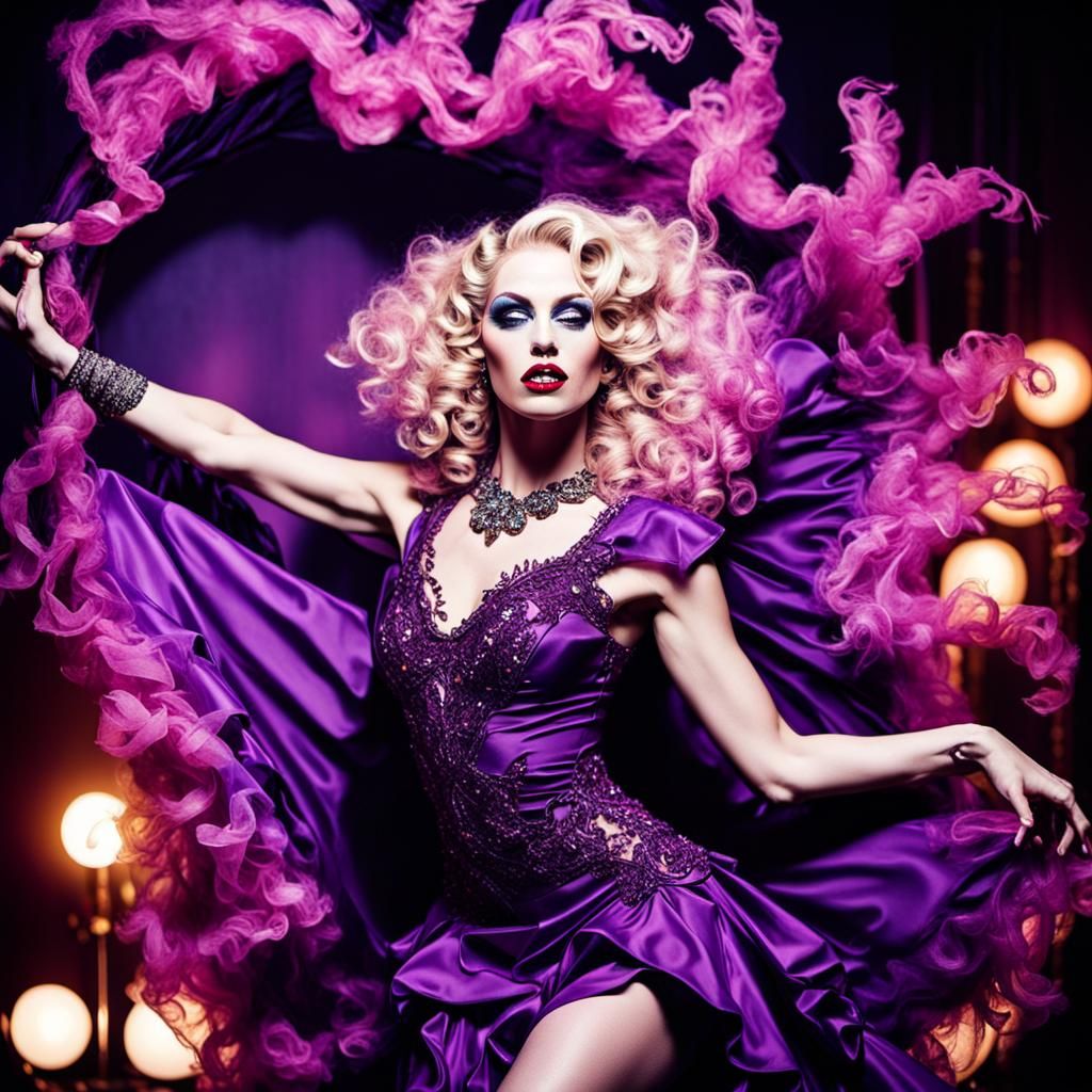 Blonde Burlesque Dancer in Splash Art Style