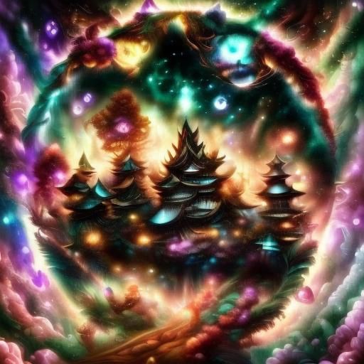 Geisha Gazing at City in Art Deco Style