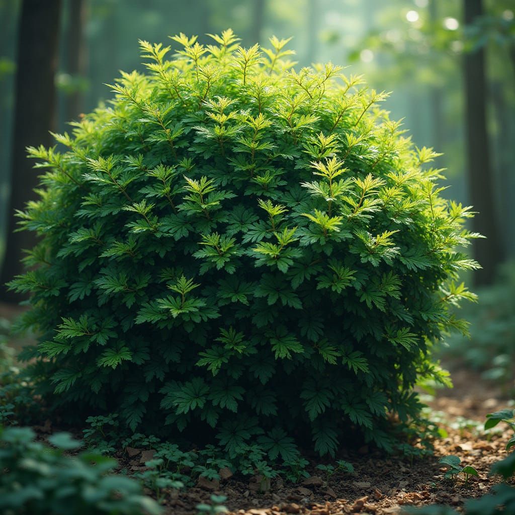 Hyperrealistic Bush with Vibrant Foliage in Splash Art Style