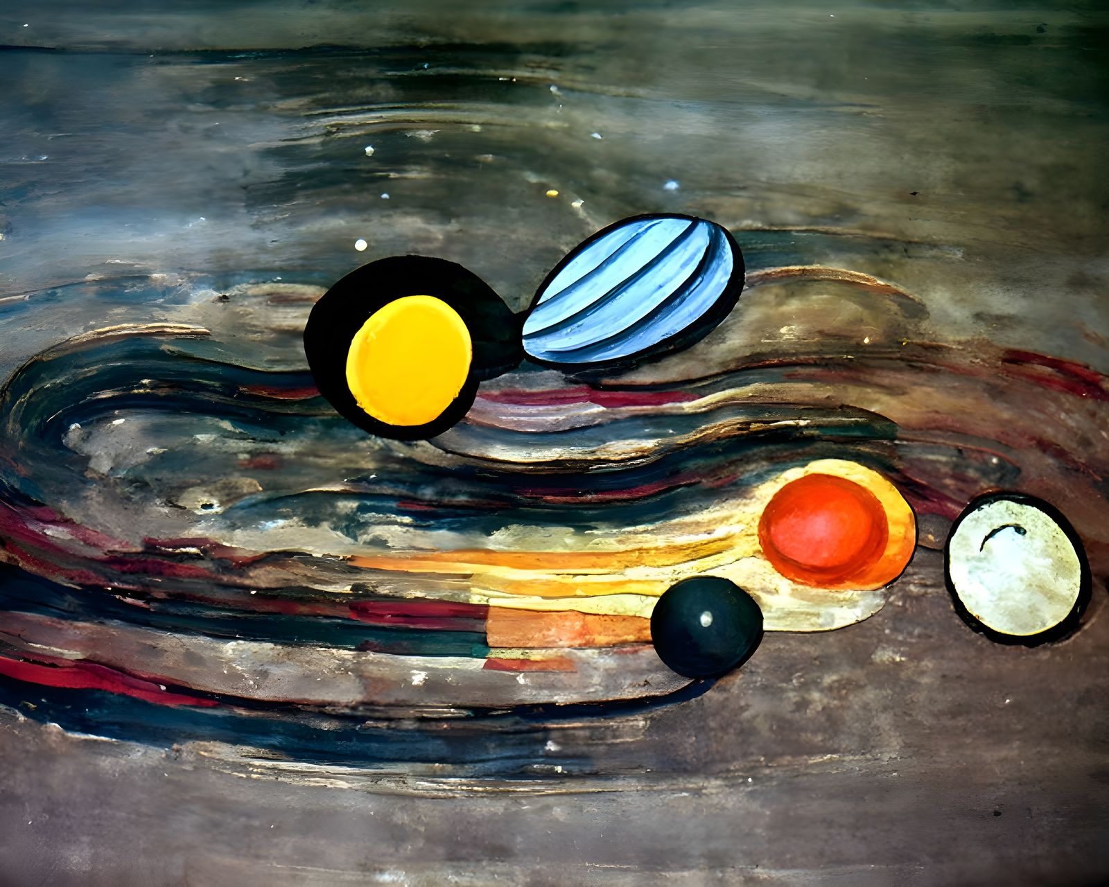 Abstract Solar System in Kandinsky Style