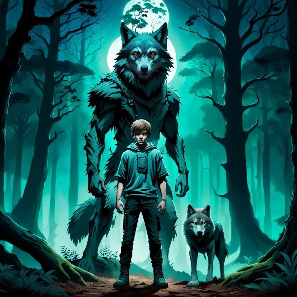Wolf-Boy Portrait with Fantasy Art Elements