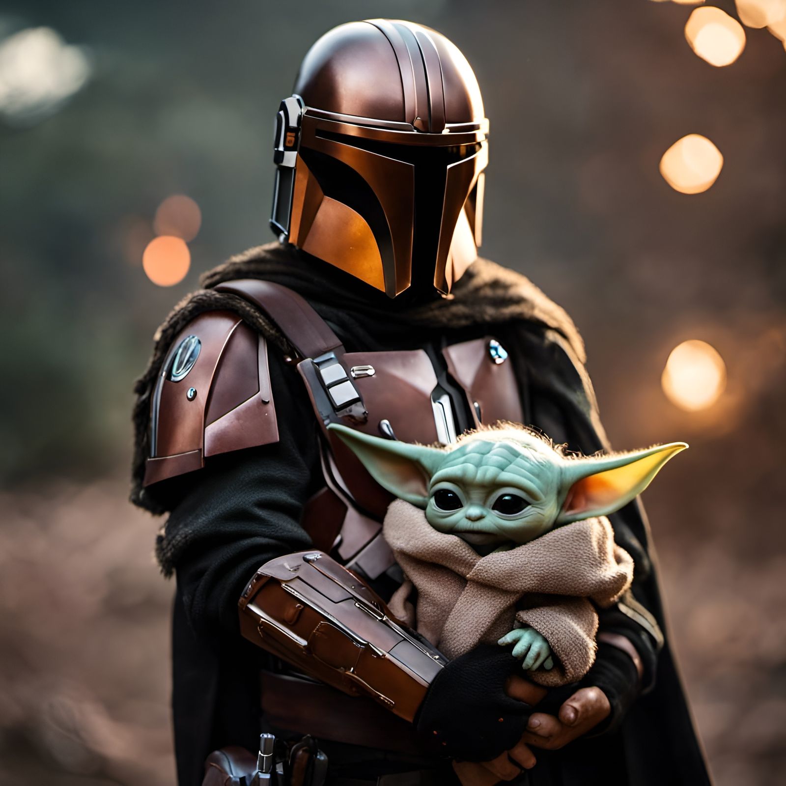 Din Djarin and Grogu: A Realistic Mandalorian Portrait