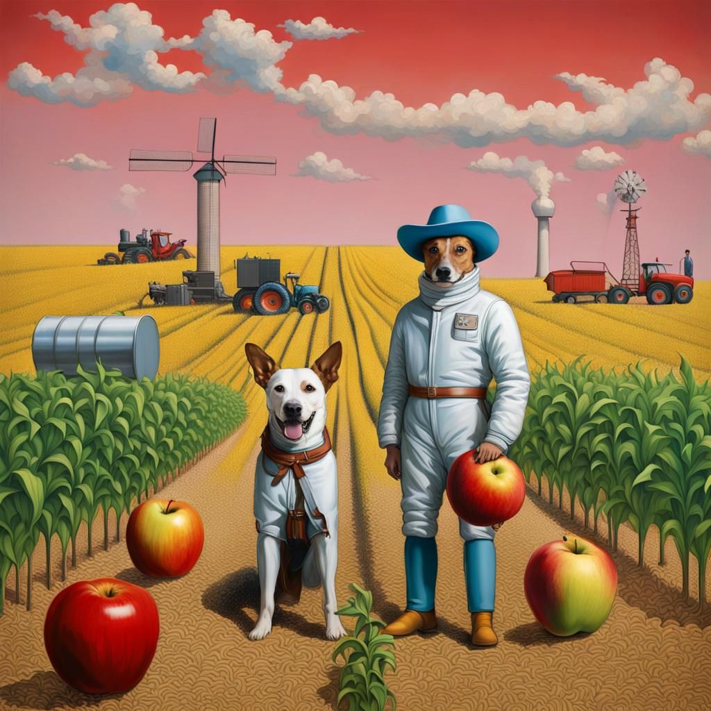 Surreal Farmscape in 3D Game Cinematic Style