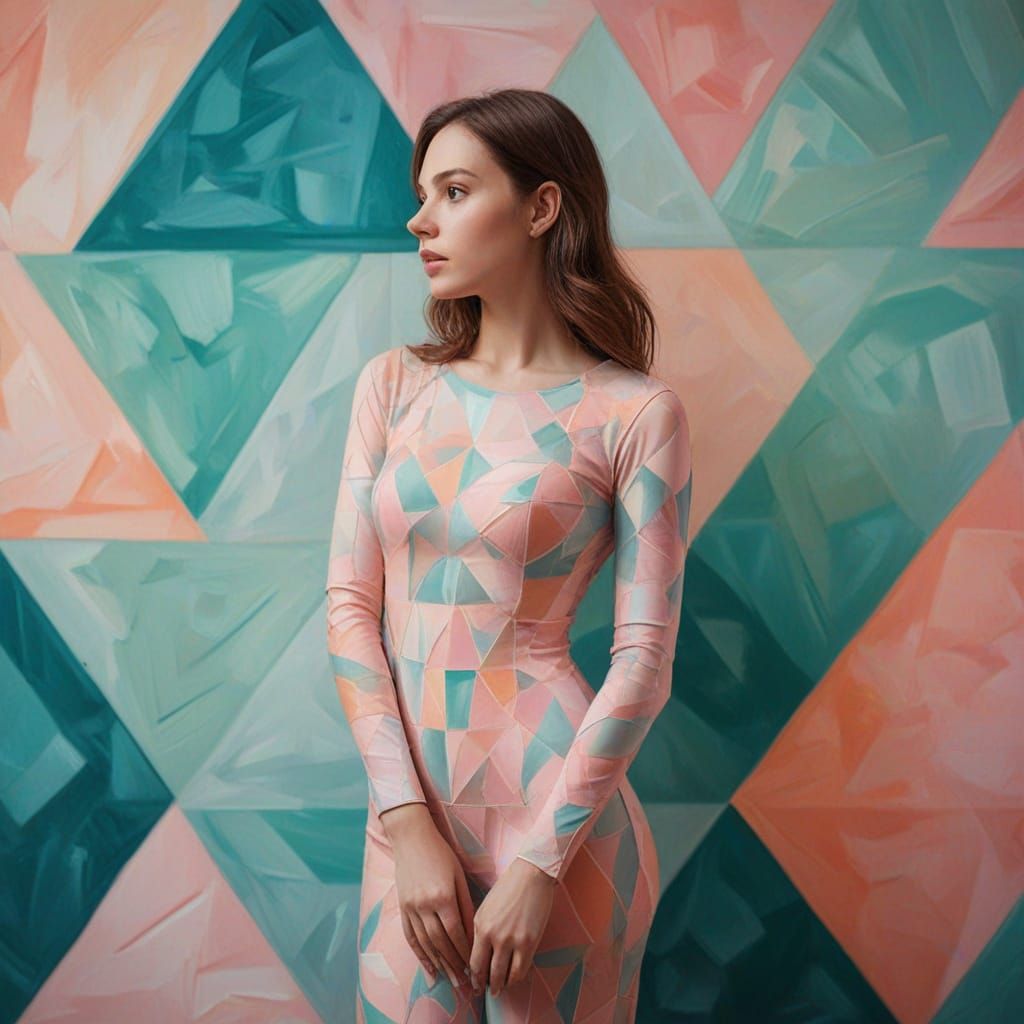 Geometric Woman: A Dreamlike Fantasy Illustration