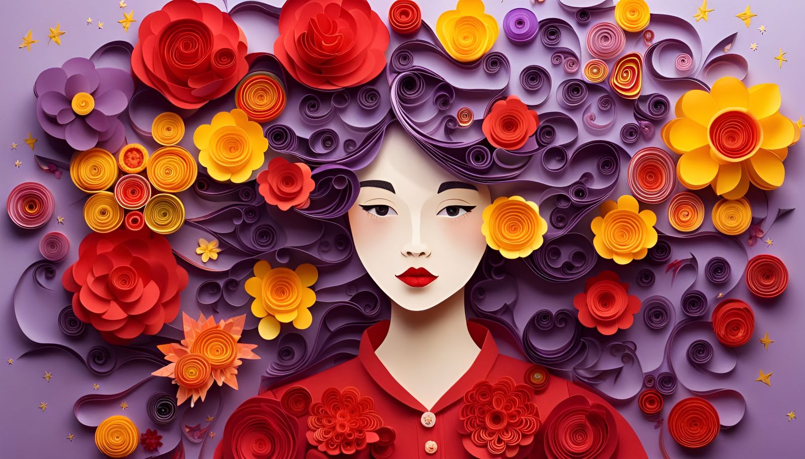 Paper Girl in Flower Field: Pop Surrealism