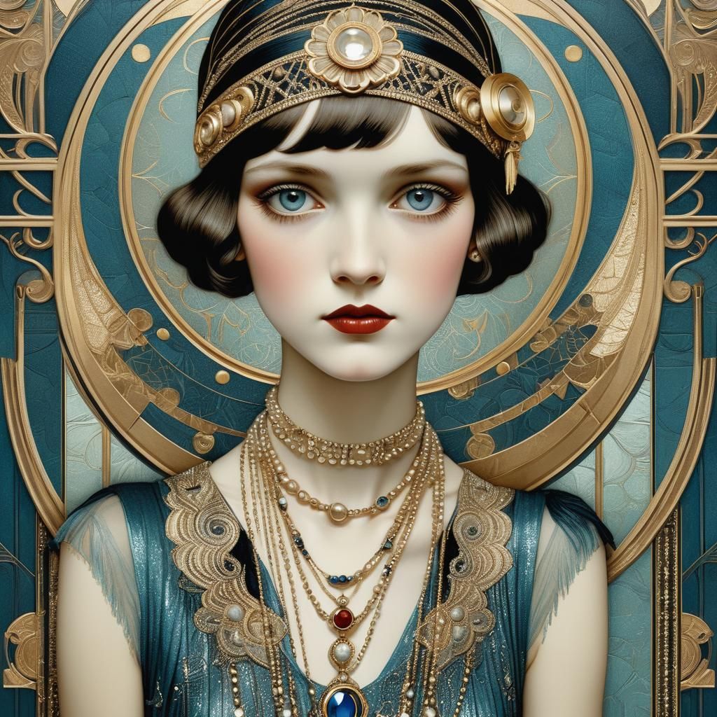 Adult thin Roaring Twenties flapper Art Deco by Catrin Welz-...