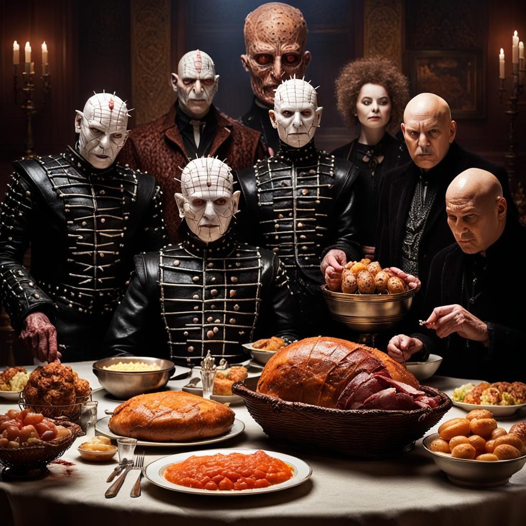Cenobites Celebrate Easter Dinner in Hyperrealism