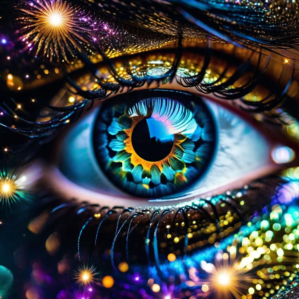 Cosmic Eye: Double Exposure Universe Reflection