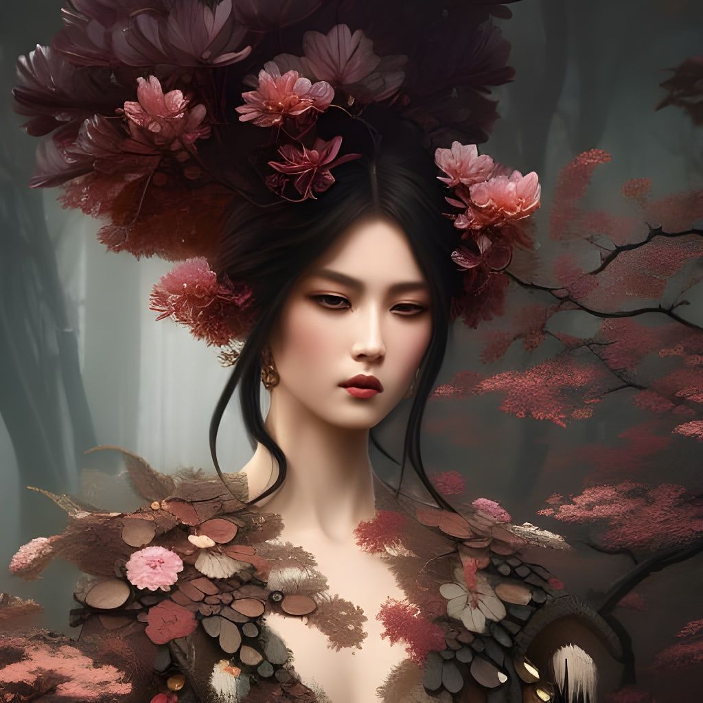 Beautiful Japanese Woman Portrait in Hyperdetailed Style