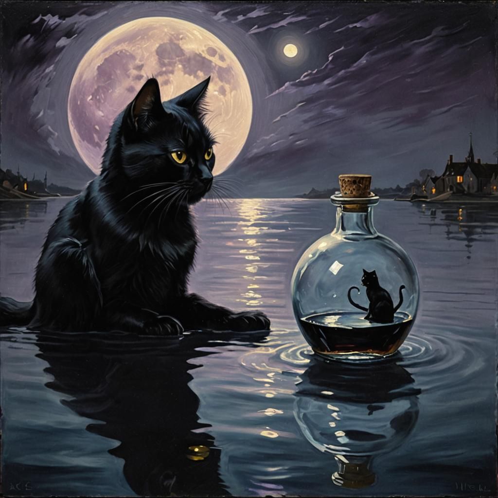 Surreal Cat with Clover in Dutch Golden Age Style