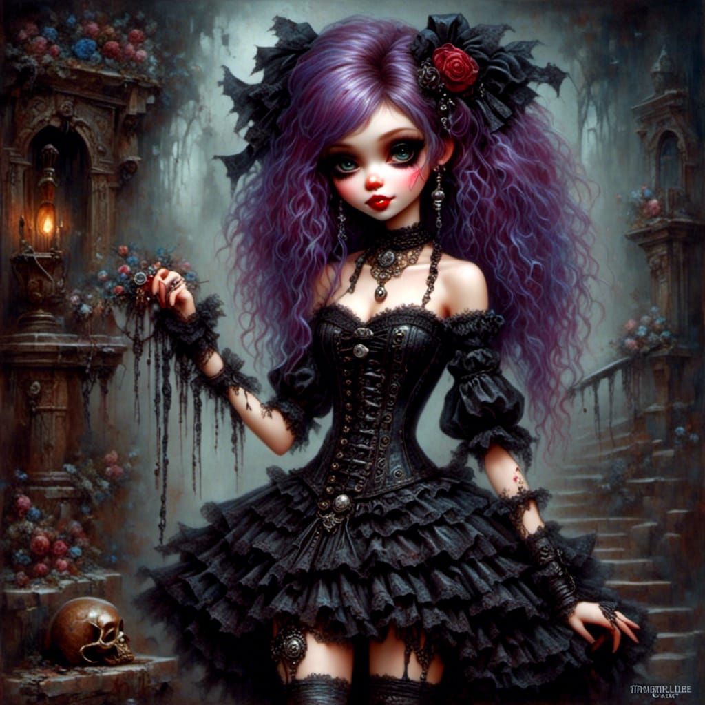 Gothic Vampire Doll in Dark Fantasy Style