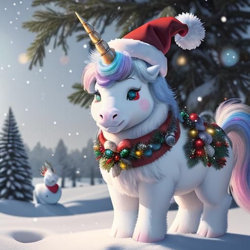 Festive Unicorn Family Christmas by Botero