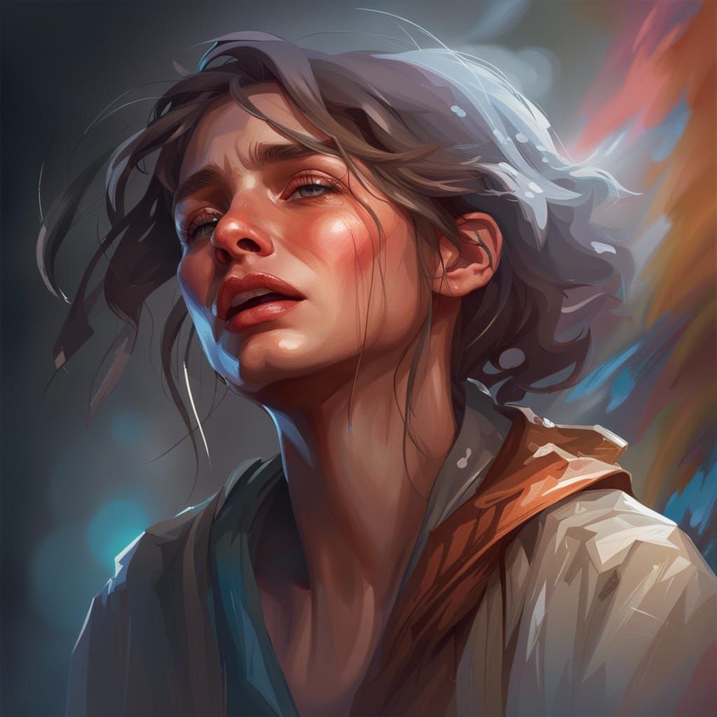 Detailed Portrait of a Crying Woman