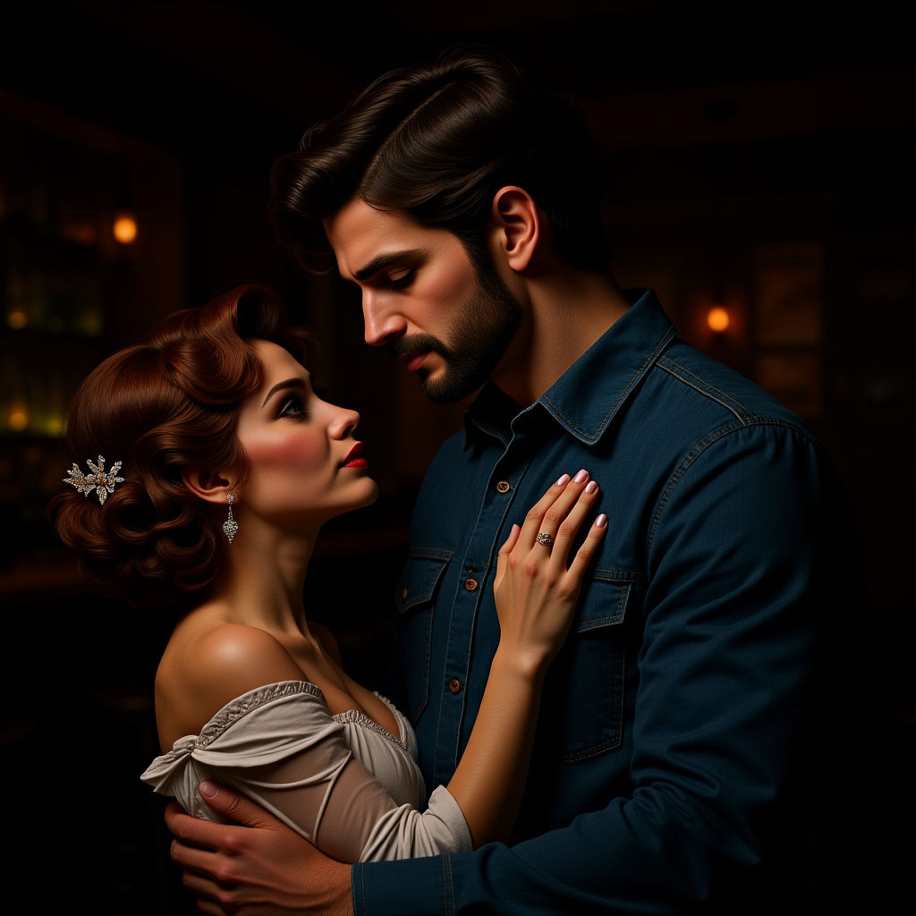 Romantic Embrace in Dynamic Lighting