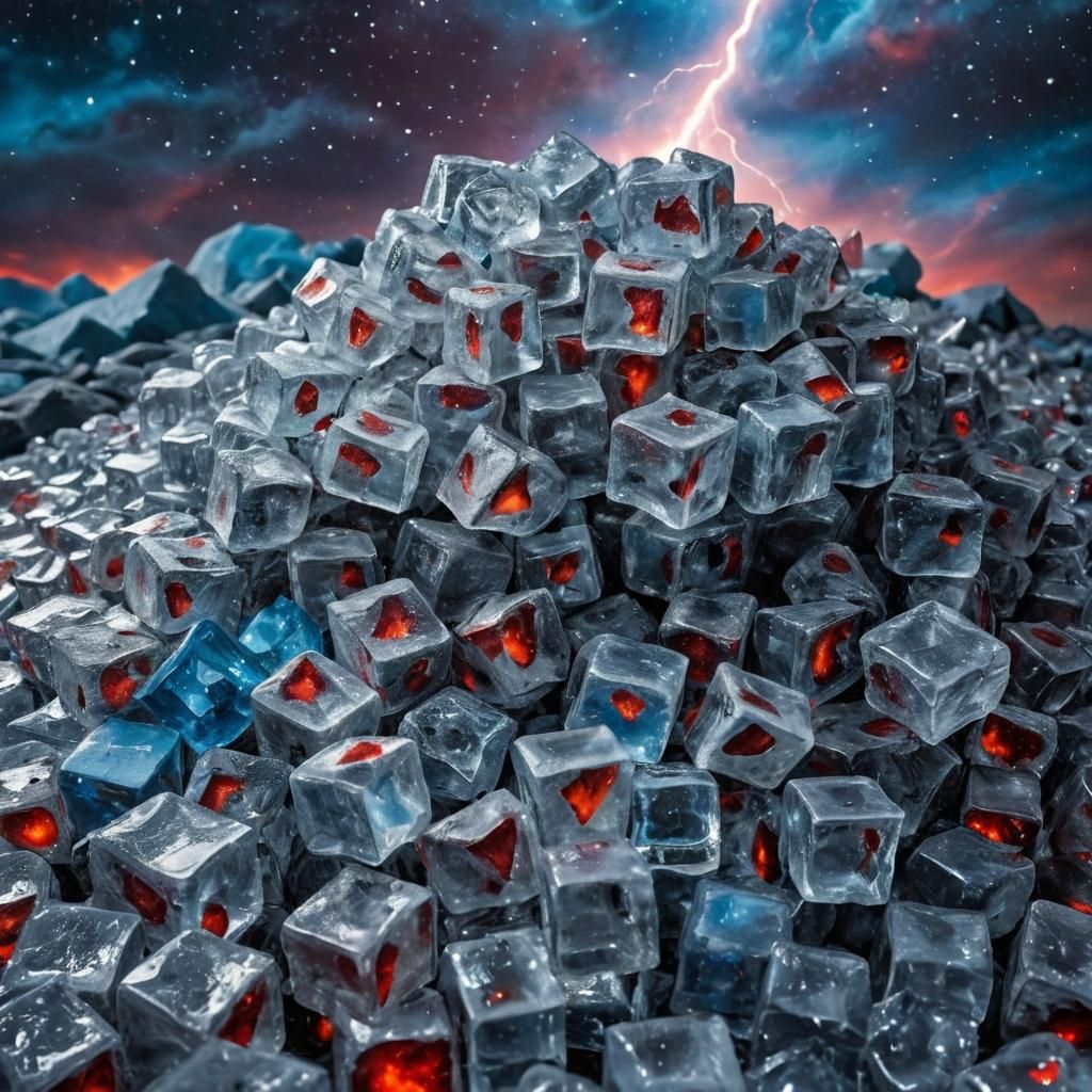 Surreal Ice Cubes in a Galaxy of Lightning