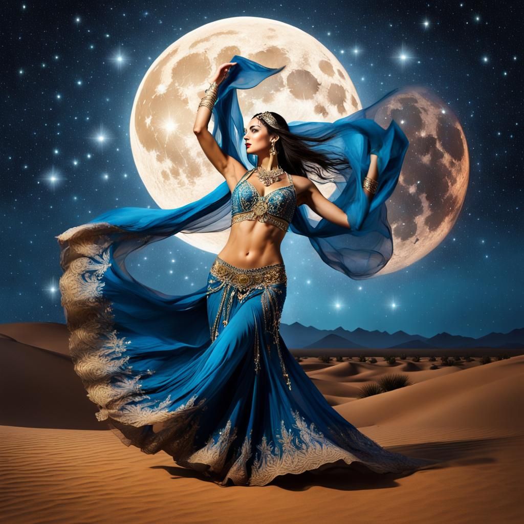 Belly Dancer Under a Starry Desert Sky